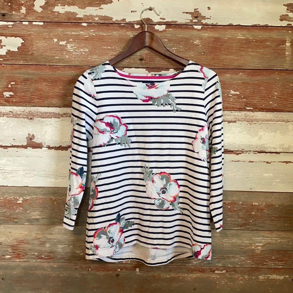 Joules Top! Striped & Floral! Size 8!